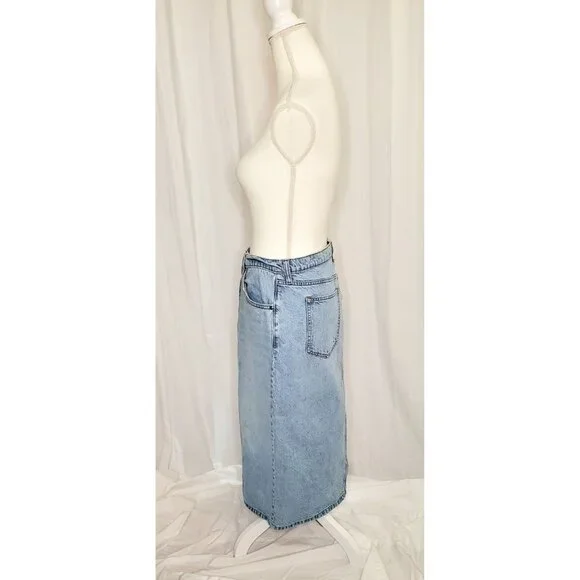 Abercrombie & Fitch High Rise Denim Skirt w/ Slit Size 32/14 Distressed Western - Picture 8 of 16